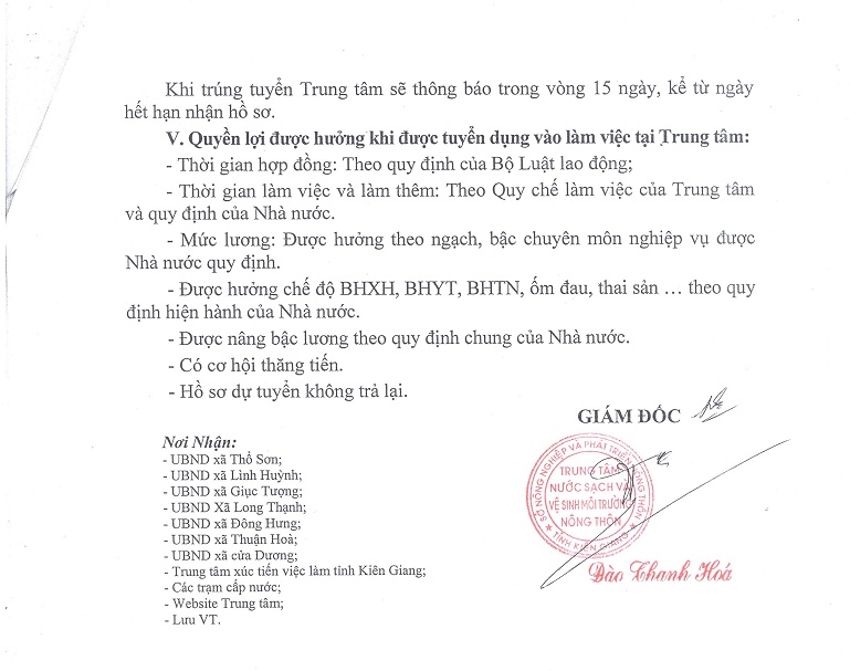 Thông báo tuyển dụng 2015
